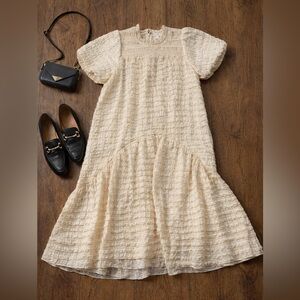 Elegant Cream Textured Women's Dress